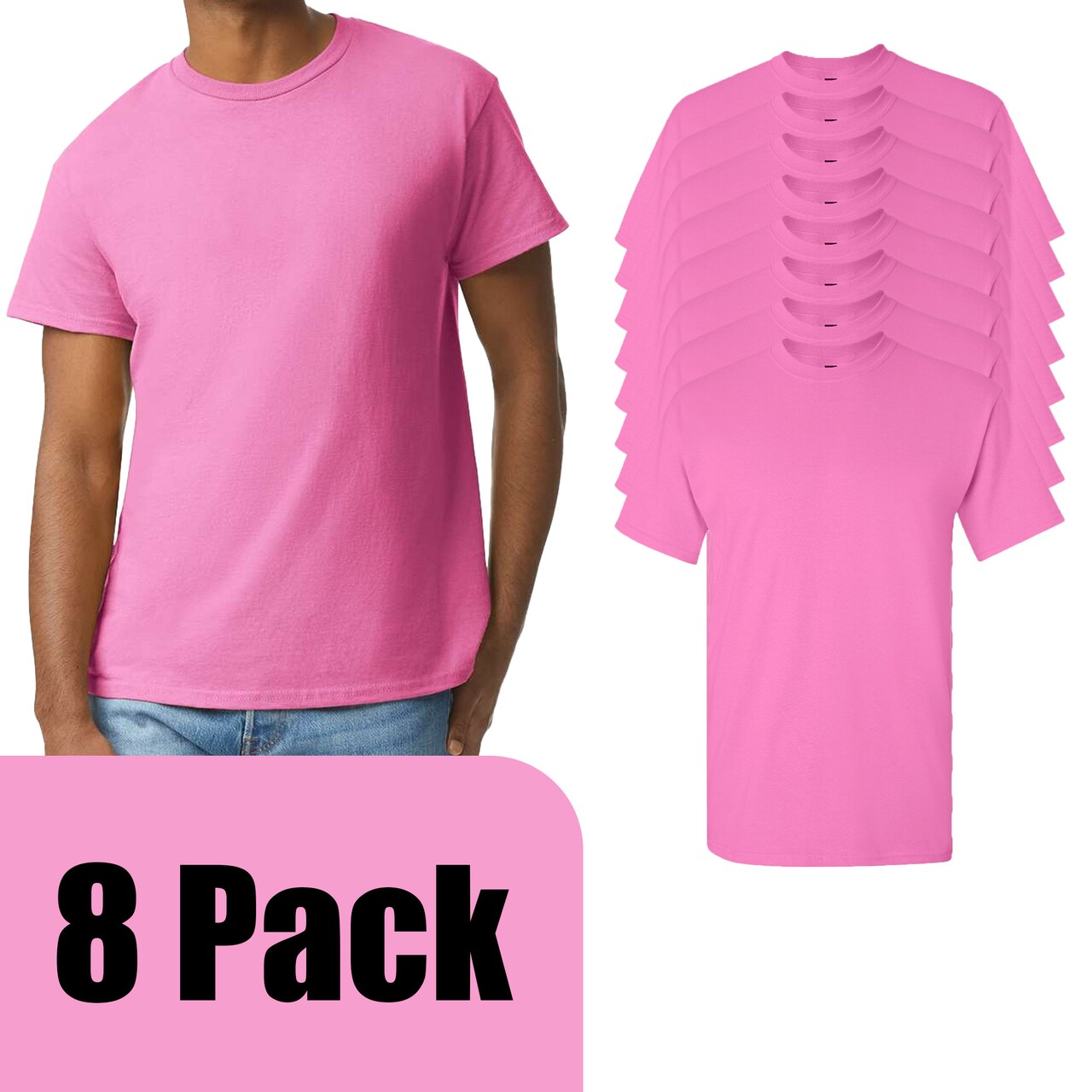 Gildan Ultra Cotton Short Sleeve T-Shirt Pack for Cricut, Azalea Crewneck Custom Design Tee (S–5XL)